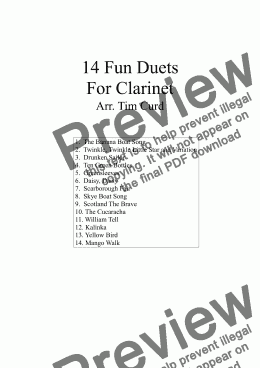 page one of 14 Fun Duets For Clarinet