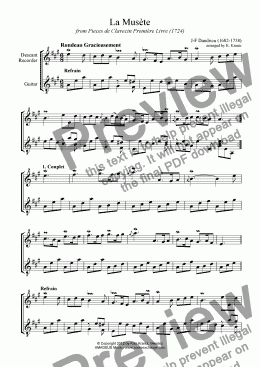 page one of La Musète for recorder and guitar