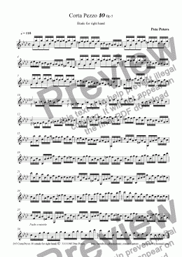 page one of Corta Pezzo 10 (etude for right hand) Piano