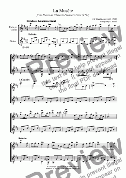 page one of La Musète for flute or violin and guitar