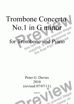 page one of Trombone Concerto No.1 in G minor
