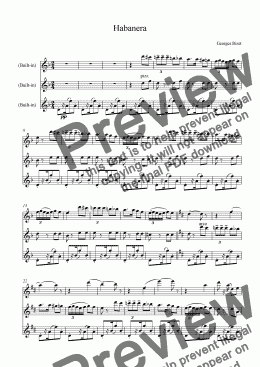 page one of Habanera from Carmen (flute trio)
