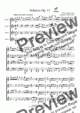 page one of Scherzo Op. 11 for guitar quartet
