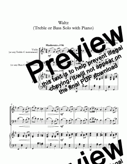 page one of Waltz (Treble or Bass Solo with Piano)