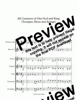 page one of All Creatures of Our God and King (Trumpet, Horn and Strings)