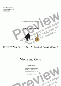 page one of TITLE072PA Op. 11, No. 2 Classical Practical For Piano/Guitar