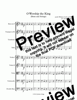 page one of O Worship the King (Brass and Strings)