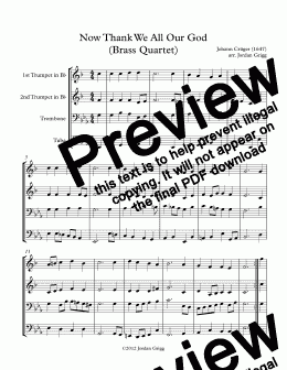 page one of Now Thank We All Our God (Brass Quartet)