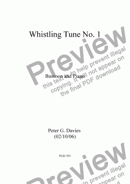 page one of Whistling Tune No.1 for Bassoon and Piano