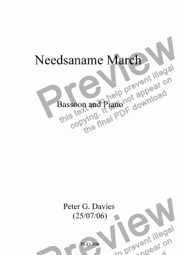 page one of Needsaname March for Bassoon and Piano