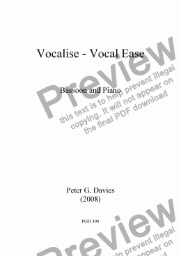 page one of Vocalise - Vocal Ease for Bassoon and Piano