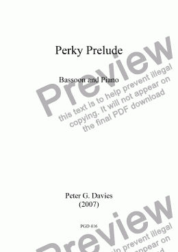 page one of Perky Prelude for Bassoon and Piano