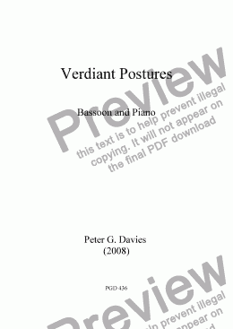 page one of Verdiant Postures for Bassoon and Piano