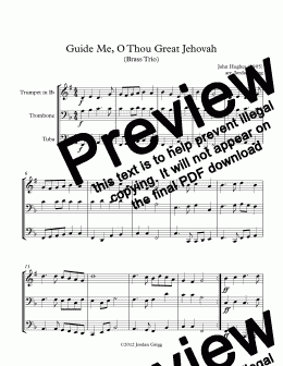 page one of Guide Me, O Thou Great Jehovah (Brass Trio)