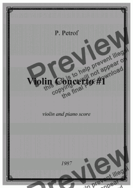 page one of Violin Concerto #1 - violin and piano score