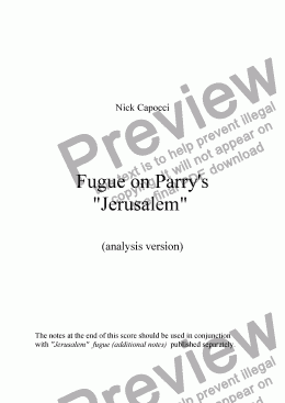 page one of Fugue on "Jerusalem" (analysis version)