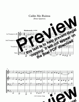page one of Cailin Mo Ruinsa (Brass Quartet)
