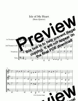 page one of Isle of My Heart (Brass Quartet)
