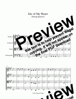 page one of Isle of My Heart (String Quartet)