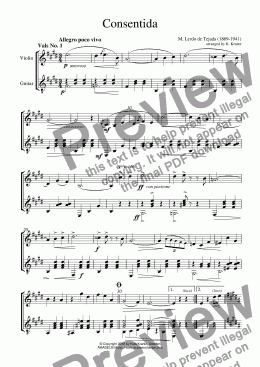 page one of Consentida for violin and guitar