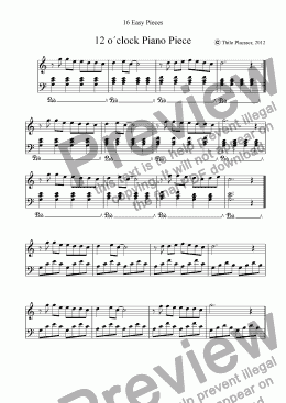 page one of  12´ o´clock Piece (Easy Piece for Piano)