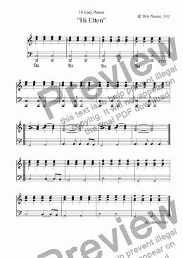 page one of "Hi Elton" (Easy Piece for Piano)