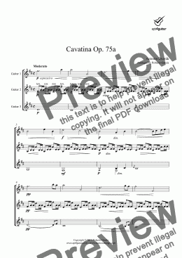 page one of Cavatina Op.75a for guitar trio