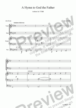 page one of A Hymn to God the Father (Anthem for TTBB & organ)