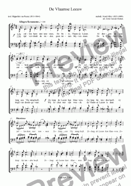 page one of De Vlaamse Leeuw (choir SATB)