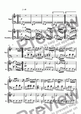 page one of Piano Trio in A Major 2nd Movement Ragtime