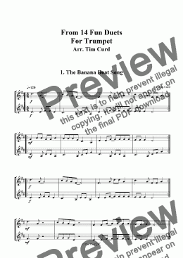 page one of The Banana Boat Song - Trumpet Duet.