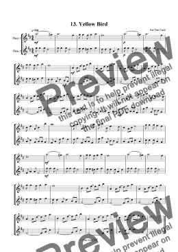 page one of Yellow Bird - Flute Duet