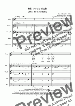 page one of Still wie die Nacht (Medium Voice & String Quartet)
