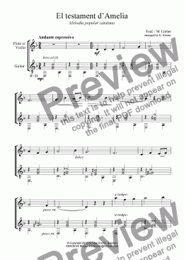 page one of 2 Catalan Folk Songs for flute or violin and guitar