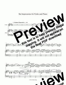 page one of Six Impressions for Violin and Piano