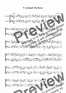 page one of Scotland The Brave - Trombone Duet.