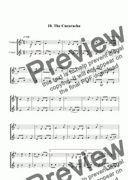 page one of The Cucaracha - Trumpet And F-Horn Duet.