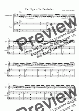 page one of The Flight of the Bumblebee for Trumpet with Piano Accompaniment