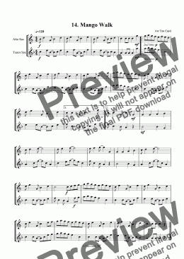 page one of Mango Walk - Alto And Tenor Saxophone Duet.