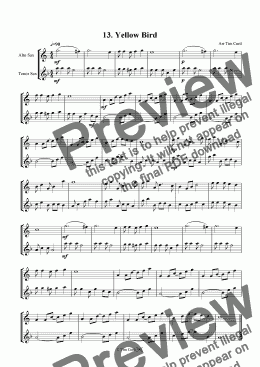 page one of Yellow Bird - Alto And Tenor Saxophone Duet.