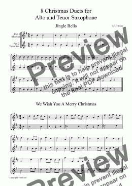 page one of 8 Christmas Duets For Alto And Tenor Saxophone.