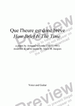 page one of Que l’heure est donc brève (A. Jacques / A. Silvestre)