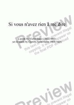 page one of Si vous n’avez rien à me dire (Saint-Saëns / Hugo))