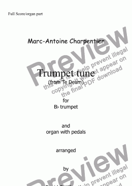 page one of Trumpet tune (Te Deum - Charpentier) for trumpet in Bb and organ