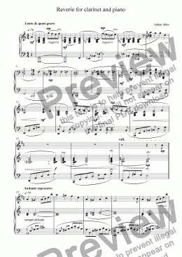 page one of Reverie for clarinet and piano