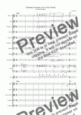 page one of Christmas Overture (Joy to the World) for School Orchestra