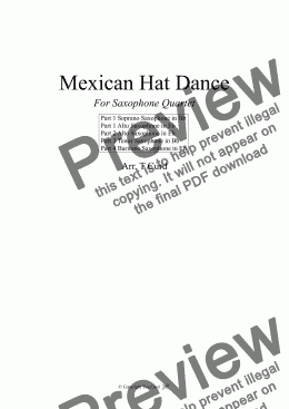 page one of Mexican Hat Dance - Saxophone Quartet.