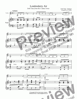 page one of Londonderry Air / Danny Boy for violin and piano