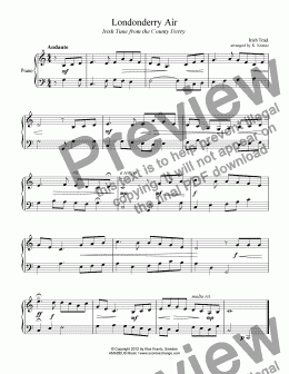page one of Londonderry Air / Danny Boy for easy piano solo