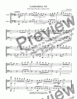 page one of Londonderry Air / Danny Boy for cello duet/duo